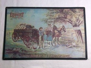 Hickman-Ebbert Wagons Co. In The Shade Of The Old Apple Tree Metal Tin Sign